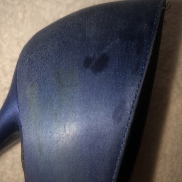 CHANEL Satin Pearl Embellished CC Logo Heels Pumps Shoes Black/blue - Picture 11 of 16